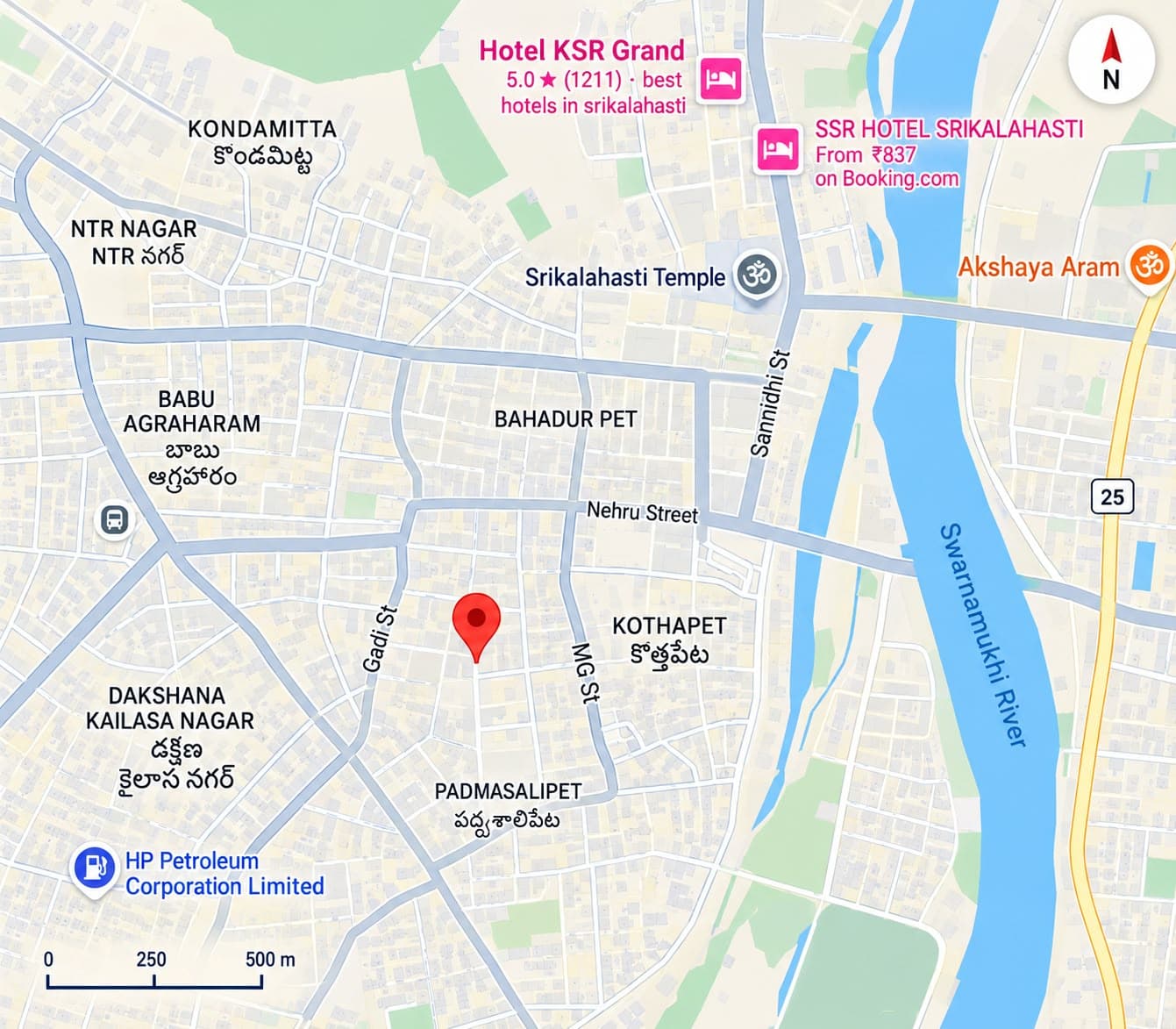 Map showing the MP Silks location in Srikalahasti